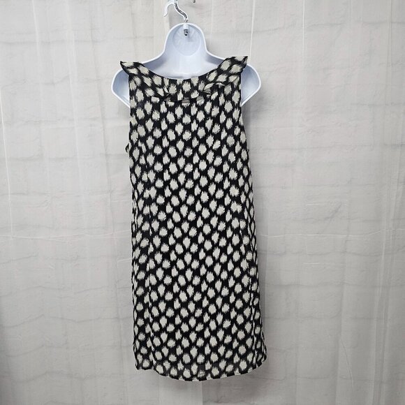 Jessica Howard Black Gray Polka Dot Dress Ruffled Sleeveless Retro 14P - Picture 5 of 11